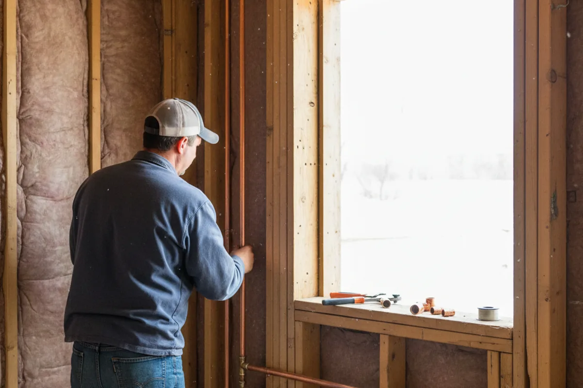 Licensed plumber running new copper supply lines in a Lewisburg home